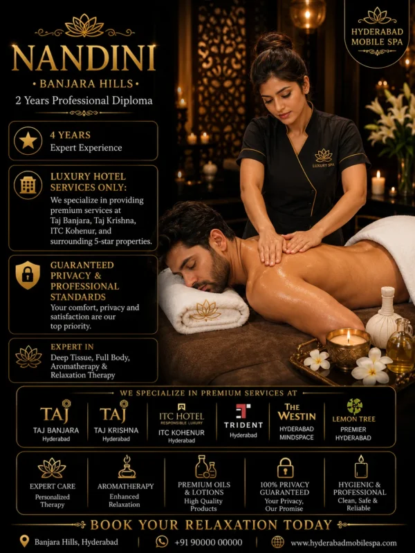 Nandini Outcall Massage Premium Luxury Hotels Spa in banjara Hills Hyderabad