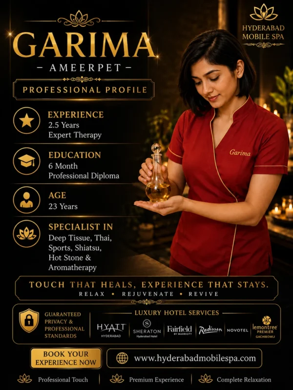 garima full body massage therapist luxury four and five star hotels ameerpet to Hitech City banjara hills hyderabad