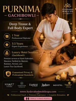 purnima full body massage therapist luxury four and five star hotels gachibowli to Hitech City banjara jubilee hills hyderabad
