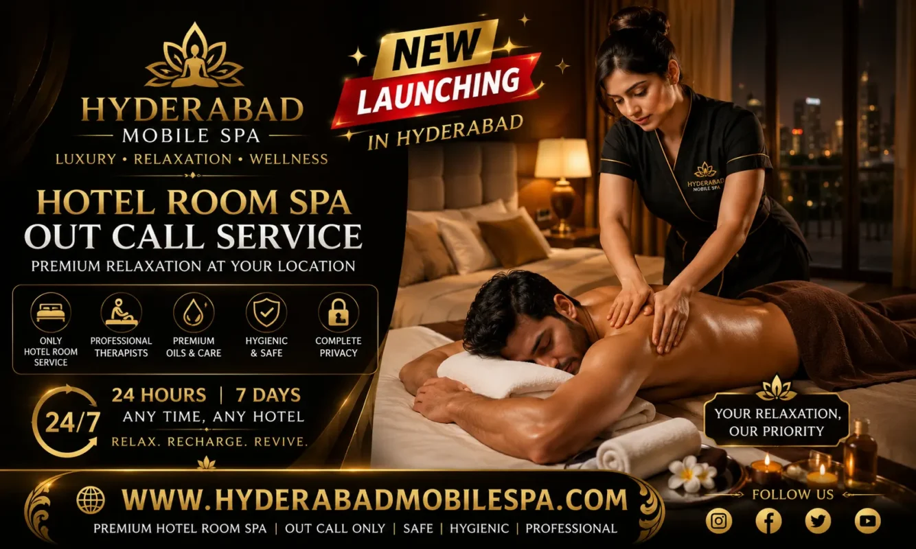 Professional female therapist providing luxury hotel room spa out call massage service for a male guest in Hyderabad. New launch available 24/7.
